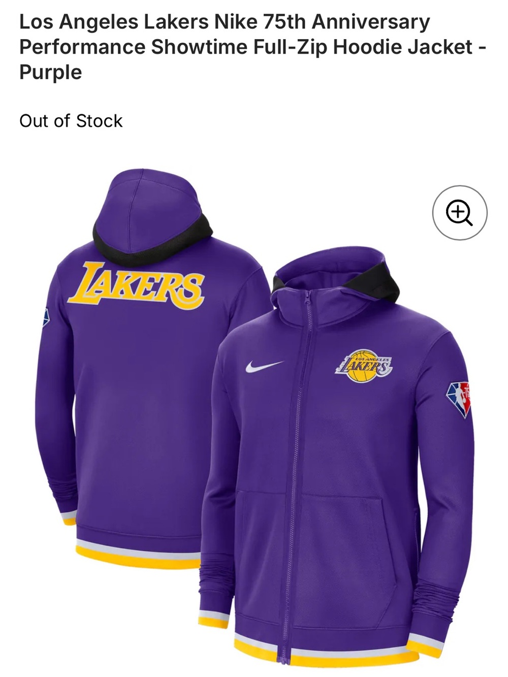 NBA Purple and Yellow Los Angeles Lakers Full-Zip Kids Hoodie Jacket